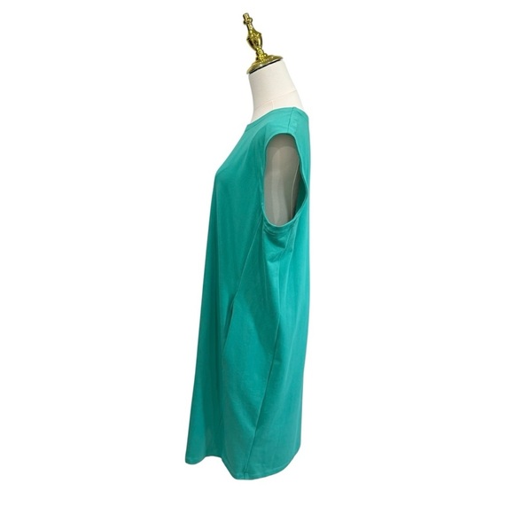Eileen Fisher Pima Cotton Stretch Jersey Round Neck Dress Seastar Green MEDIUM - Picture 5 of 15